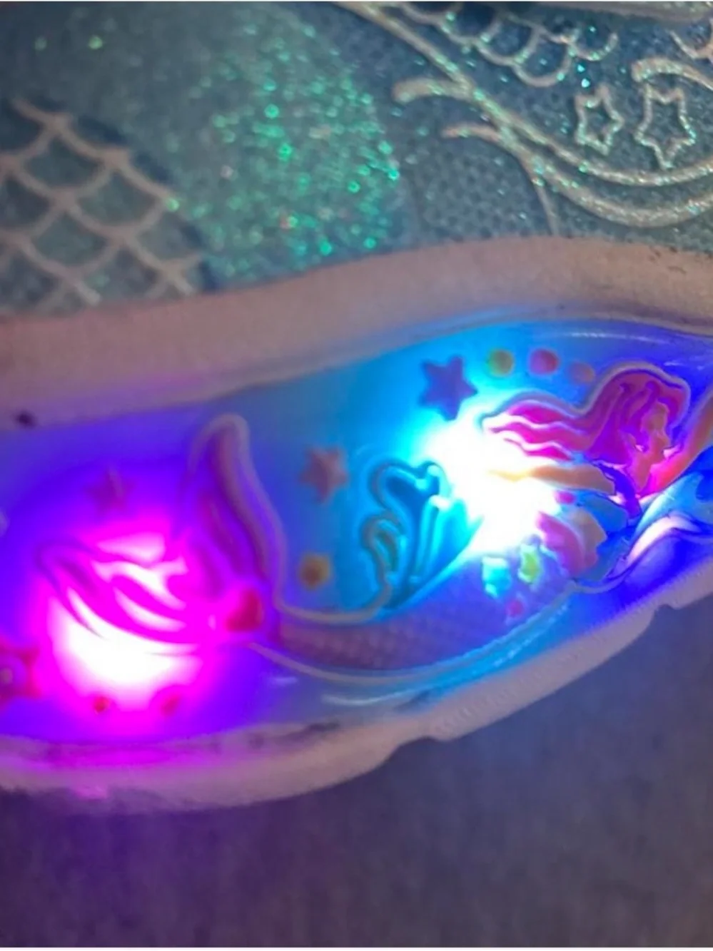 Sketchers Kids Blue Mermaid Light-Up Sneakers with Pink Accents 9 toddler